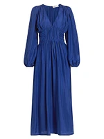 Fabiola Silk Ruched Maxi Dress