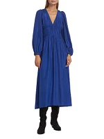 Fabiola Silk Ruched Maxi Dress