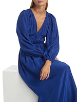 Fabiola Silk Ruched Maxi Dress