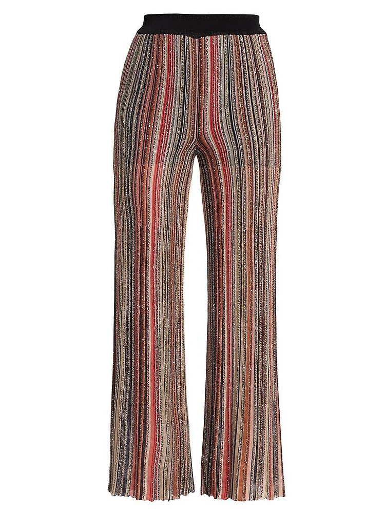 Stripe Sequined Flare Pant