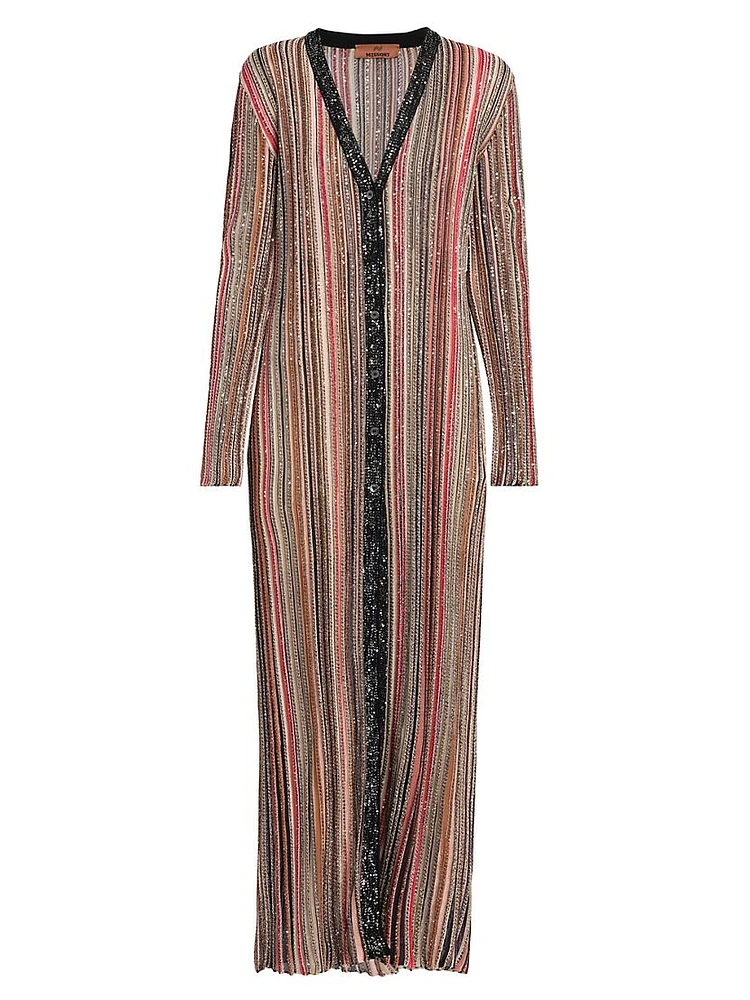 Sequined Stripe Duster Cardigan