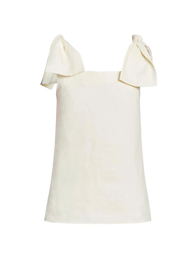 Knotted Sleeveless Linen Top