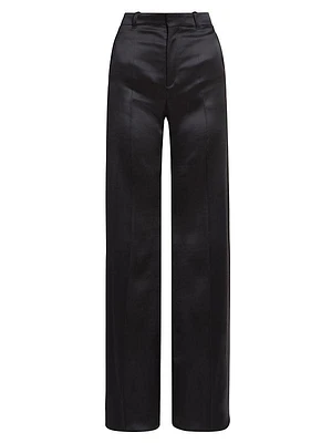 Wide-Leg Wool-Blend Trousers