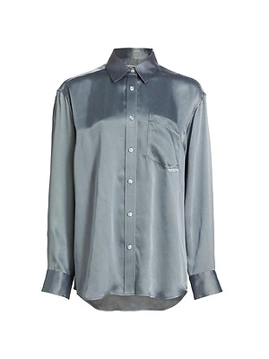 Boyfriend Satin Button-Up Shirt