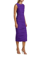 Debbi Ruched Mesh Midi-Dress