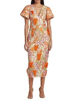 Remix Floral Embroidered Midi-Dress