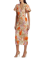 Remix Floral Embroidered Midi-Dress