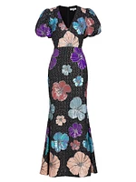 Resort Minka Floral Sequin Gown