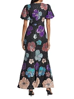 Resort Minka Floral Sequin Gown