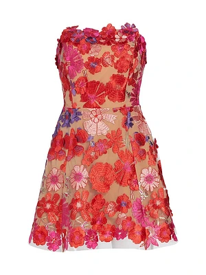 Amuse Floral Appliqué Minidress