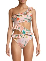 Ruffle Cut-Out One-Piece Swimsuit