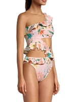 Ruffle Cut-Out One-Piece Swimsuit