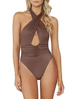 Celine Ruched Shimmer One-Piece