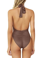 Celine Ruched Shimmer One-Piece