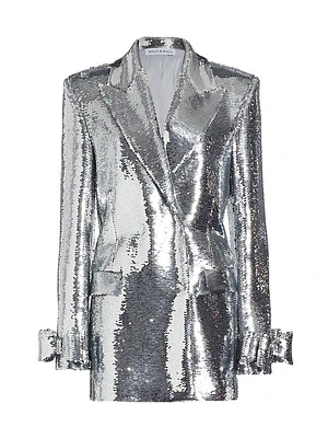 Sequined Bow-Cuff Blazer Minidress