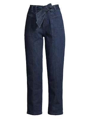 Belted Straight-Leg Jeans