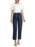 Belted Straight-Leg Jeans