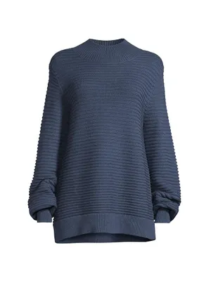 Textured Cotton-Blend Tunic Sweater