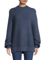 Textured Cotton-Blend Tunic Sweater