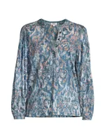 Watercolor Damask Henley