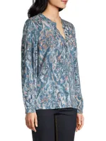 Watercolor Damask Henley