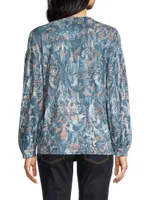 Watercolor Damask Henley