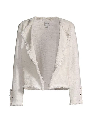 Metallic Fringe Mix Knit Jacket