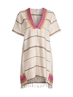 Amina Stripe Woven V-Neck Caftan