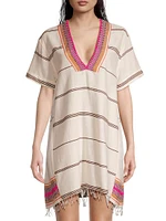 Amina Stripe Woven V-Neck Caftan