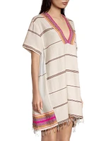 Amina Stripe Woven V-Neck Caftan