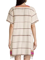 Amina Stripe Woven V-Neck Caftan