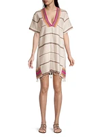 Amina Stripe Woven V-Neck Caftan