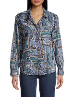 Mosaic Crinkled Cotton Shirt