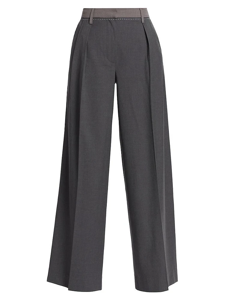 Two-Tone Wide-Leg Pants