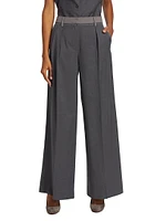 Two-Tone Wide-Leg Pants