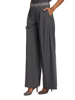 Two-Tone Wide-Leg Pants