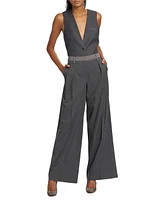 Two-Tone Wide-Leg Pants