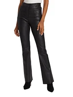 Stretch Leather Flare-Leg Pants