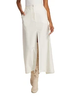 Twill A-Line Maxi Skirt