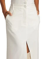 Twill A-Line Maxi Skirt