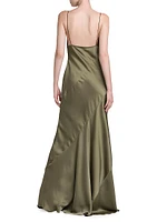 Stitched Satin Slip Dress