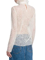 Sheer Lace Long-Sleeve Blouse