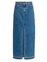 Denim Released-Hem Maxi Skirt