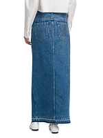 Denim Released-Hem Maxi Skirt