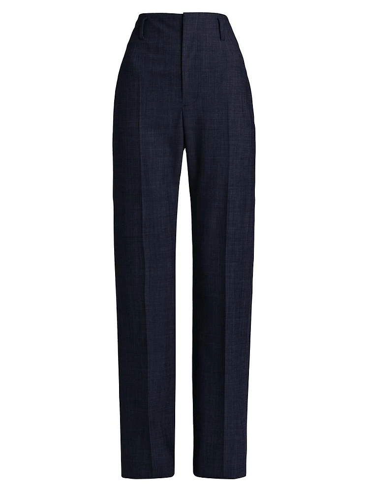 High-Waist Tropical Wool Pants