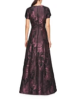 Rowena Floral Jacquard Ball Gown