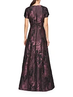 Rowena Floral Jacquard Ball Gown