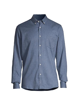 Flannel Brushed Cotton Button-Down Shirt