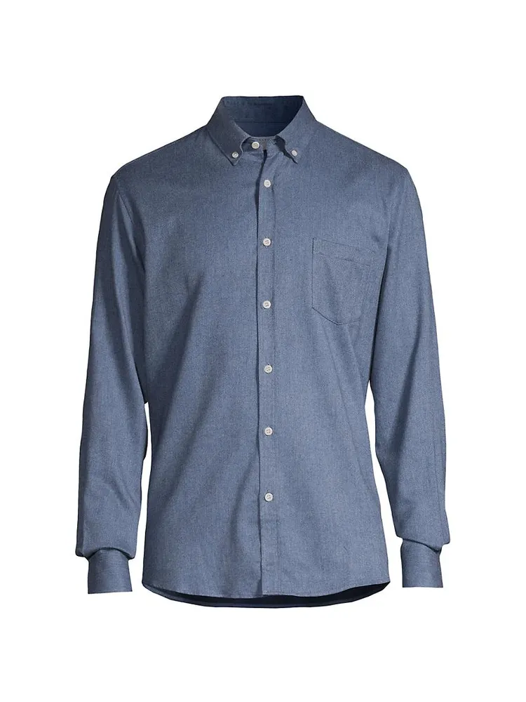 Flannel Brushed Cotton Button-Down Shirt