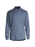 Flannel Brushed Cotton Button-Down Shirt